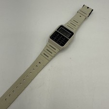 Casio 3208 CA-53W Men's Off White Cream Rubber Digital Quartz Calculator Watch