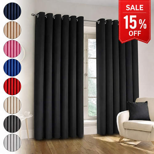 Plain blackout eyelet curtains - blackout,