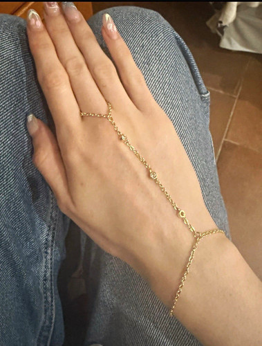 Gold tone metal chain hand - tone,