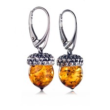 Sterling Silver Earrings Amber