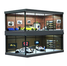 1/64 Diorama Car Garage Model LED Lighting City Car Showroom Scene Display Model