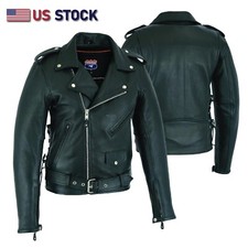 Highway Leather Old School Police Style Motorcycle Leather Jacket  2 Ammo pocket