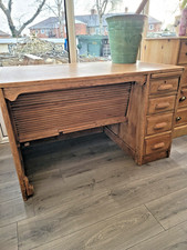 Oak Desk Tambour Antique Solid