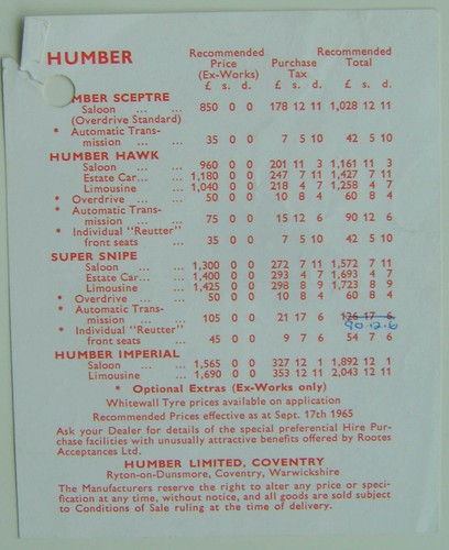 Humber sceptre hawk super - sceptre,
