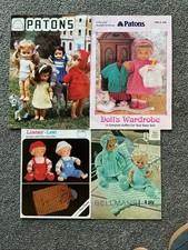 4 x Vintage Knitting Patterns For Dolls Inc Patons, Lister Lee & Bellmans