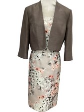 JACQUES Vert Mink Coral Shantung Dress 20 + Jacket Size 18 Pristine.   Ns