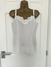St Michael Marks & Spencer Women's Camisole Vest Size 12 White Lace Trim