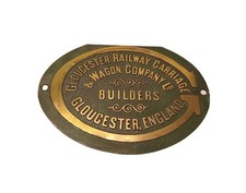 Railwayana Gloucester Railway Carriage Wagon Brass Plate Oval Green 8.5" X 6"
