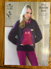 King Cole 3714 Knitting Pattern for Penguin and Owl Jumpers New