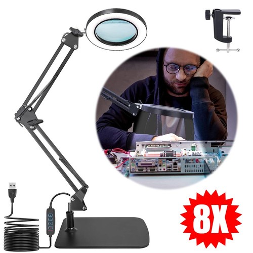 Led magnifier desk lamp - 8x,