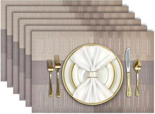 Brown pvc placemats set - pvc, of