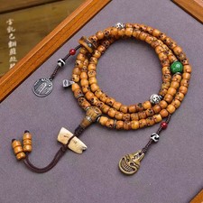 8*7mm 108 Bead Buddhism Tibetan Yak Bone Skull Meditation Prayer Mala Necklace
