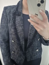 Zara Blue Tweed Style Cropped