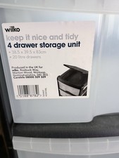 Wilko Black 4 Drawer Tower Storage Unit