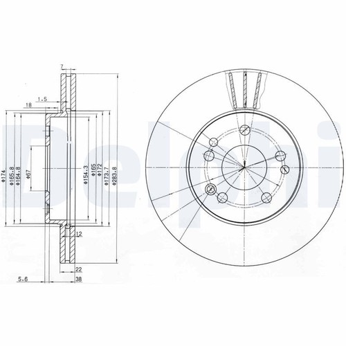 Front brake disc delphi - disc,