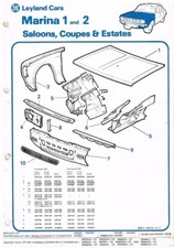 MORRIS MARINA SAL ESTATE COUPE 71-77 FRONT REAR SIDE COLLISION REPAIR PARTS LIST
