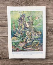 Vintage 1950s Deep Sea Diver Underwater Salvage Diving Book Art Print Picture