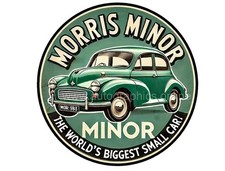 MORRIS MINOR CARS ROUND METAL