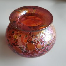 Isle of Wight Summer Fruits Michael Harris Iridescent Glass Vase 1993 Vintage