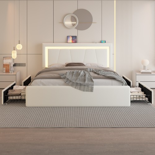 Queen full bed - bed, frame