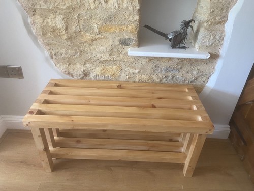 Wooden bench with shoe - shoe, rack
