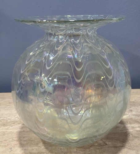 Vtg signed glass iridescent - vtg,