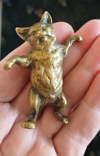 Brass dancing cat ornament - brass,
