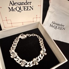 Vintage Of  Alexander McQueen Silver Skulls Bracelet With Box And Dust Bag