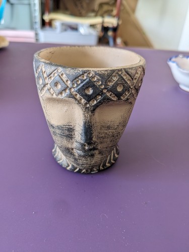 Decorative totem mask face pot - totem,
