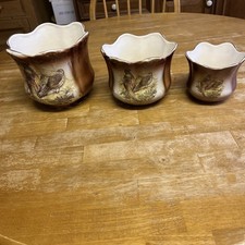 VINTAGE ROYAL ART POTTERY (Royal Worcester) CERAMIC PLANTERS X 3 PHEASANTS POTS