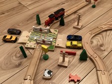 Wooden Railway Train Set. Bridges, crossing, accessories,Compatible with Brio