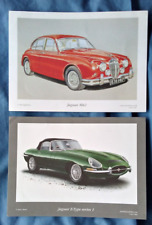 X 2 PICTURES,  PRINTS, Jaguar E-Type, MK II, Classic Cars, Steve Dunn, Phil Lig.