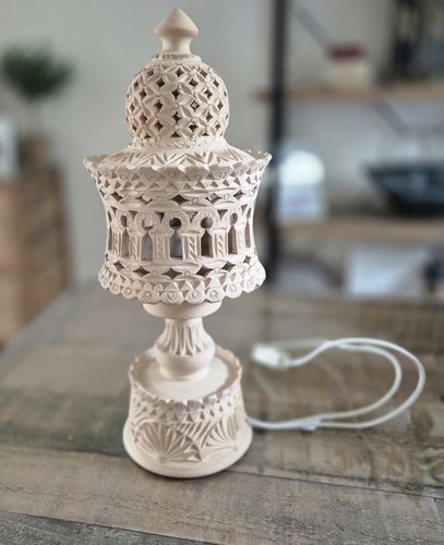 Moroccan clay table lamp - table, lamp.