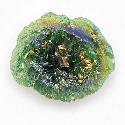 Green aura quartz geode - aura,