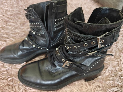 Zara black leather studded - black,