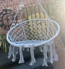 Hammock Swing Hanging Rope Round Hammock Chair For Garden Outdoor or Indoor Grey