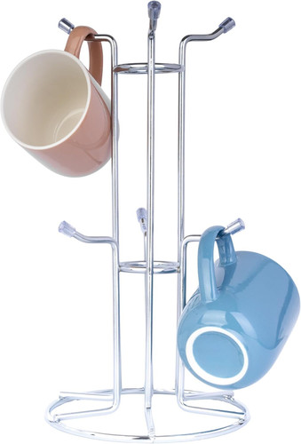 Silver metal mug tree - metal, 6