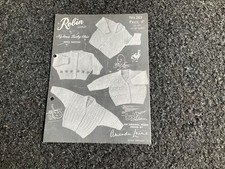 VINTAGE ROBIN KNITTING PATTERN 263 FOR BABIES CARDIGANS IN QUICK KNITTING 19-20”