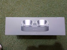 Petkit 15" Adjustable Double Metal Silver Bowls On Grey Base
