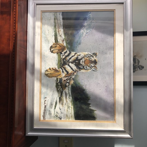 Vintage large tiger painting - vintage,