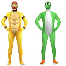 Cosplay The Super Mario Bros Bowser Yoshi Mask Jumpsuit Adult Kids Bodysuit*Suit