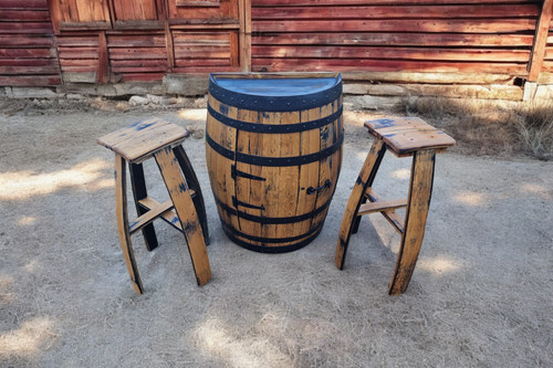 Vintage half whiskey barrel - half,