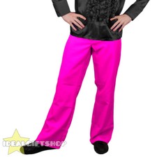 MENS PINK 1970'S DISCO TROUSERS PANTS FANCY DRESS COSTUME FLARES 70'S 1960S 60'S