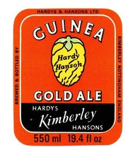 England - Vintage Beer Label - Hardys & Hansons, Kimberley - Guinea Gold Ale