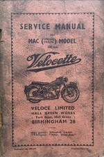 VELOCETTE MAC SPRING FRAME MODEL 350cc - SERVICE MANUAL 1960