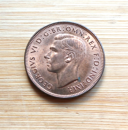 1937 george one penny coin - 1937,