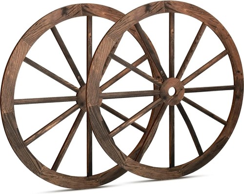 2pcs retro wooden wagon wheel - wooden,