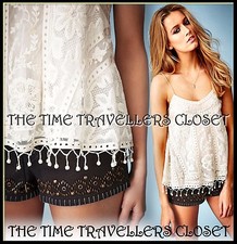 Kate Moss Topshop Ivory Cream Vintage Lace Crochet Swing Cami Vest Top UK 6 34 2