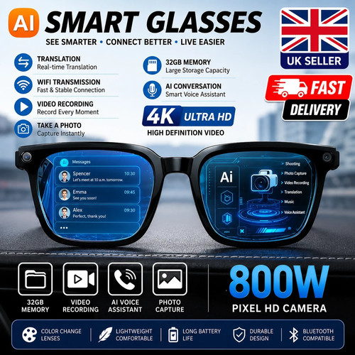 Smart glasses 8mp - camera, 4k