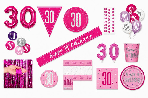 Pink glitz age 30th birthday - pink,